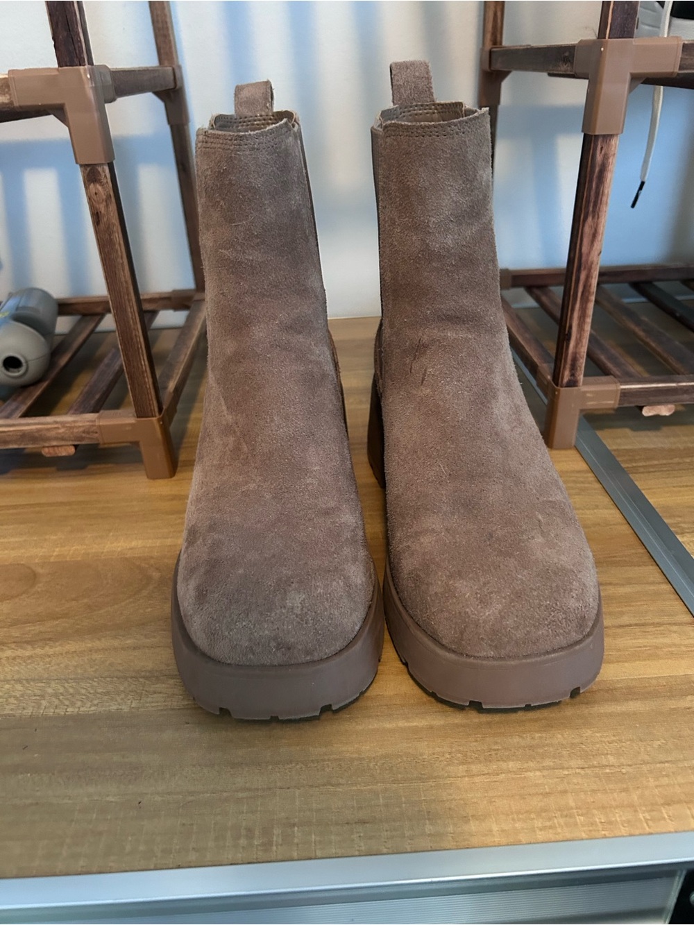 Women’s Steve Madden Chunky Chelsea Boot - Brown Suede - Picture 2 of 5